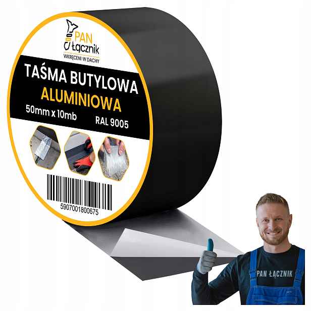 Butylová páska Dekarska hliníková 50 mm 10 m Černá RAL9005 Střešní