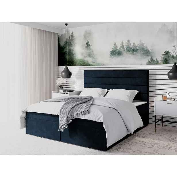 Moderní boxspring postel Torres 180x200, modrá Itaka HELCEL