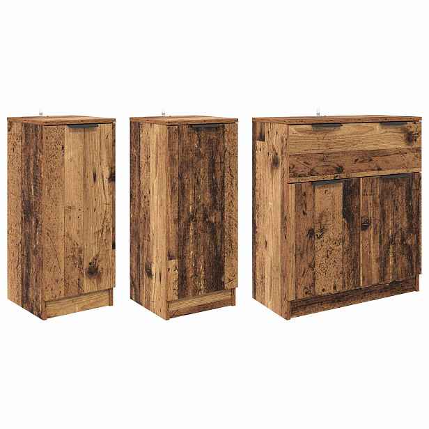 vidaXL Servírovací skříň 3 ks Staré dřevo 120 x 30 x 70 cm