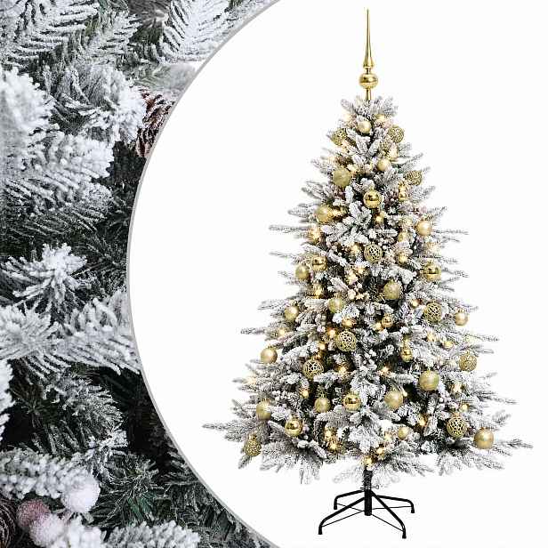 vidaXL Umělý vánoční stromek s vánočními koulemi 120 cm 150 LED