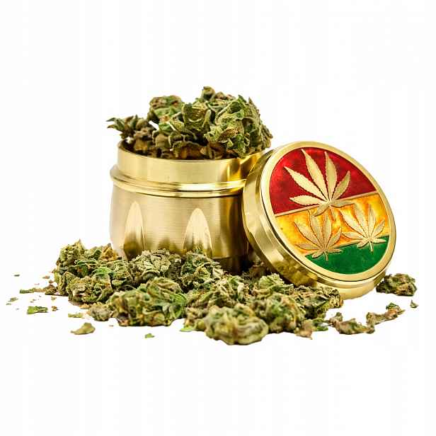 Mlýnek Na Sušení Bylin 4DÍLNÝ Goldreggae Magnet Čepele 42 MM Thc Cbd