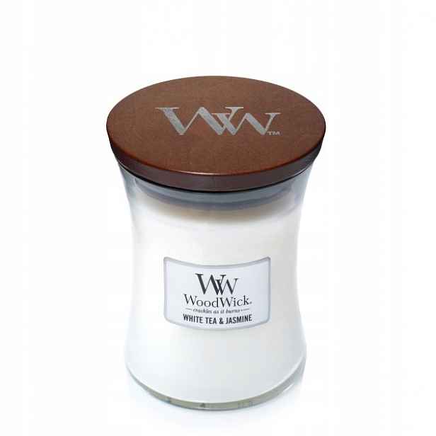 Woodwick Střední vonná svíčka White Tea & Jasmine 275 g jako Dárek