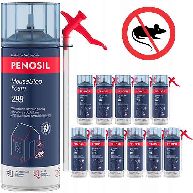 12 x Pěna pro myši Kuny Stop proti hlodavcům a myším škůdcům kunám Penosil