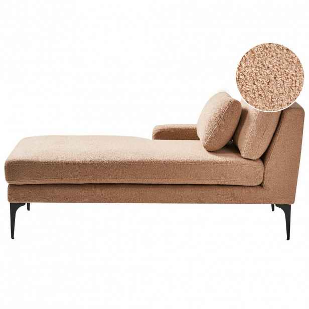 Beliani ČALOUNĚNÉ LEHÁTKO CHAISE LONGUE PRAVOSTRANNÉ Bouclé Pískově béžové Ewron