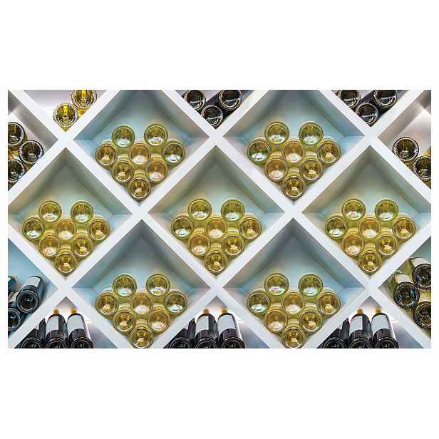 Fototapeta Víno Lahve na poličce Romby Minimalismus Elegance 200x140 lepidlo