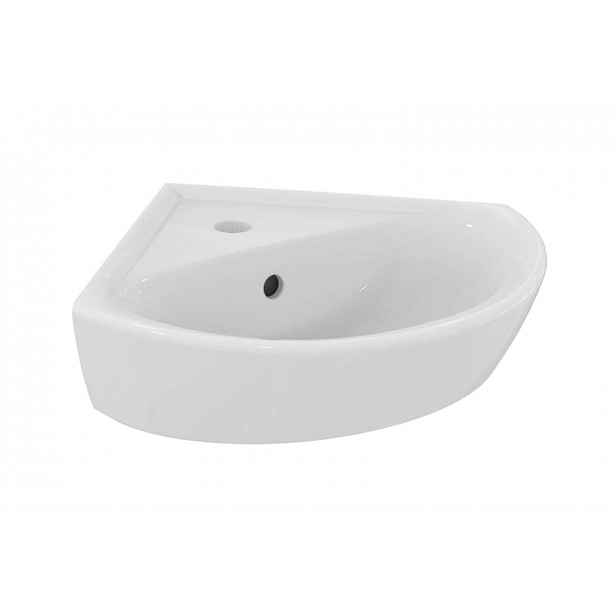 Ideal Standard Eurovit - Umývátko rohové 48x35 cm, s přepadem, otvor pro baterii, bílá E872701