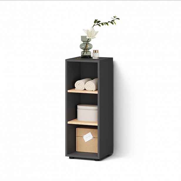 Livinity® MIDI SKŘÍŇKA Ronco, Antracit/Řemeslný dub, 30 x 81 cm se 3 úložnými prostory
