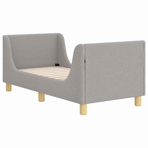 vidaXL Rám postele pro batole s čelem Světle šedá 70 x 140 cm Bouclé