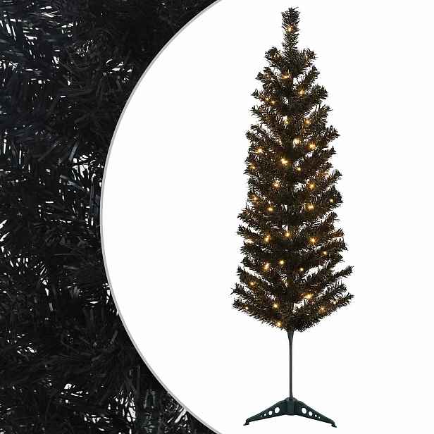 vidaXL Umělý štíhlý vánoční strom 150 cm 150 LED Teplá bílá PVC a kov