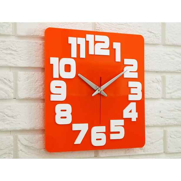 ModernClock Nástěnné hodiny Logic 30 cm bílé/oranžové
