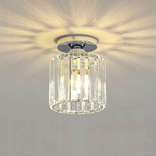 Stropní svítidlo E27, křišťálové, chromové, lustr, plafon, loft, do obývacího pokoje, moderní