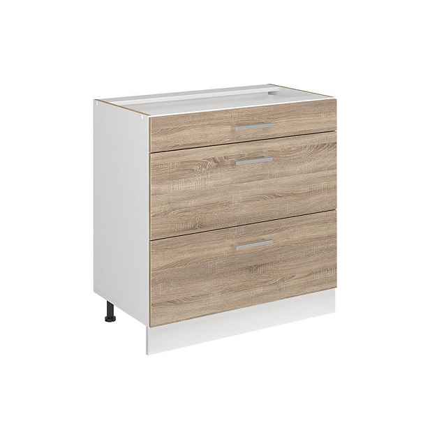 Vicco SPODNÍ SKŘÍŇKA KUCHYŇSKÉ LINKY R-Line, Sonoma/Bílá, 80 cm se 3 zásuvkami bez pracovní desky
