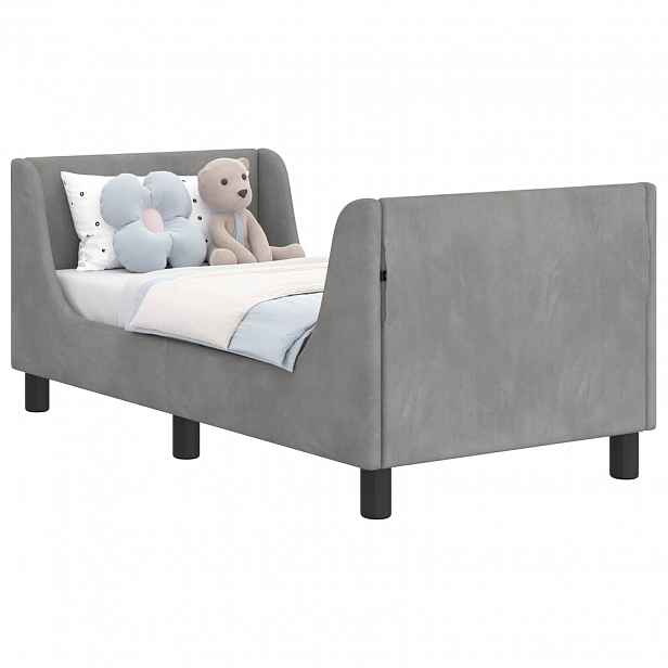 vidaXL Rám postele pro batole s čelem Světle šedá 70 x 140 cm Samet