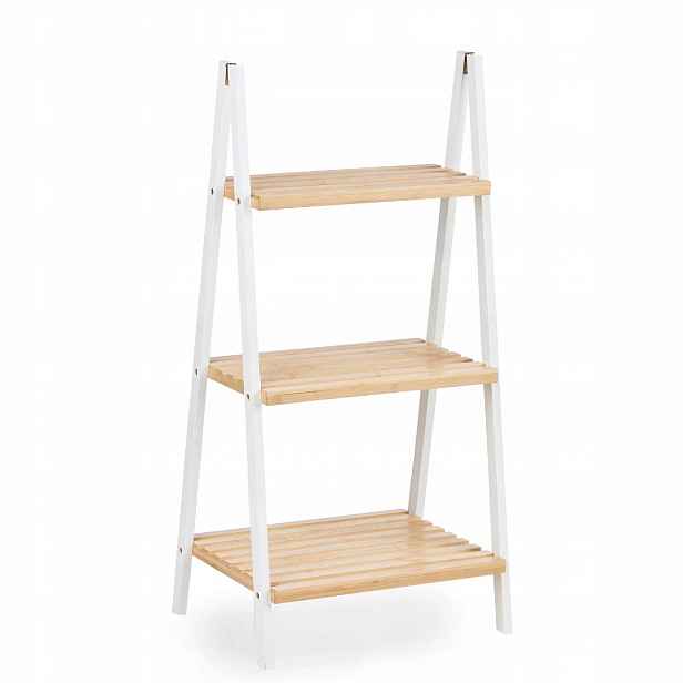 Bambusový Regál Úzký Bílý 3 Úrovně Bamboo Glow 40X30X81,5 CM Do 30 Kg