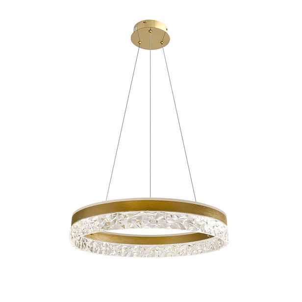 Glamour LED lustr do obývacího pokoje Frozi zlatý s krystaly