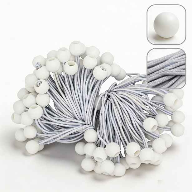 Gum S Kuličkou Pro Montáž Upevnění Plachty 100x Guma Napínák 16CM