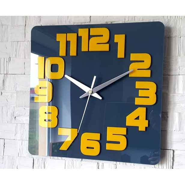 ModernClock Nástěnné hodiny Logic 30 cm šedé/žluté