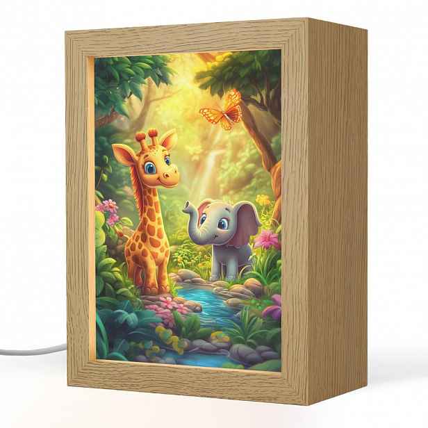 OnlyWow NOČNÍ LAMPIČKA Žirafa - slon - květiny - džungle 15x20 cm