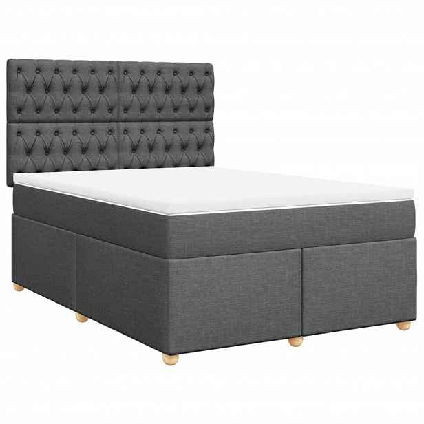 vidaXL Box spring postel s matrací tmavě šedá 140x200 cm textil