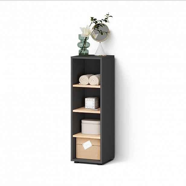 Livinity® MIDI SKŘÍŇKA Ronco, Antracit/Řemeslný dub, 30 x 95 cm 4 úložné přihrádky