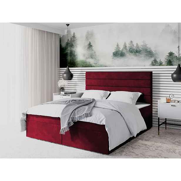Moderní boxspring postel Torres 180x200, červená Itaka HELCEL