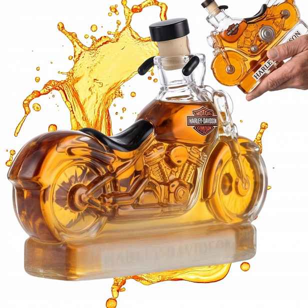 Motocyklová karafa na whisky, ručně nafukovací Sklo, 350 ml, Dekant