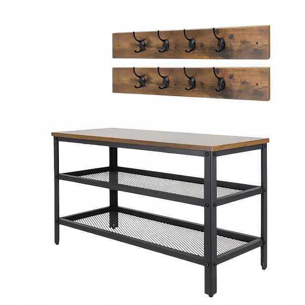 Ruhhy 27037 Regál na boty s lavicí a věšákem 73 cm