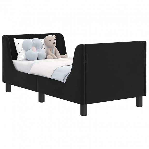 vidaXL Rám postele pro batole s čelem s čelo Černá 70 x 140 cm Samet