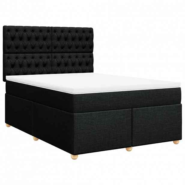 vidaXL Box spring postel s matrací černá 140x200 cm textil