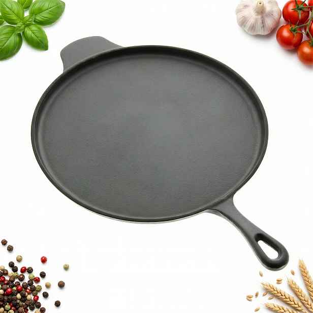 Litinová Pánev Na Smažení Palačinek A Zapékání Pizzy 30 CM, Černá