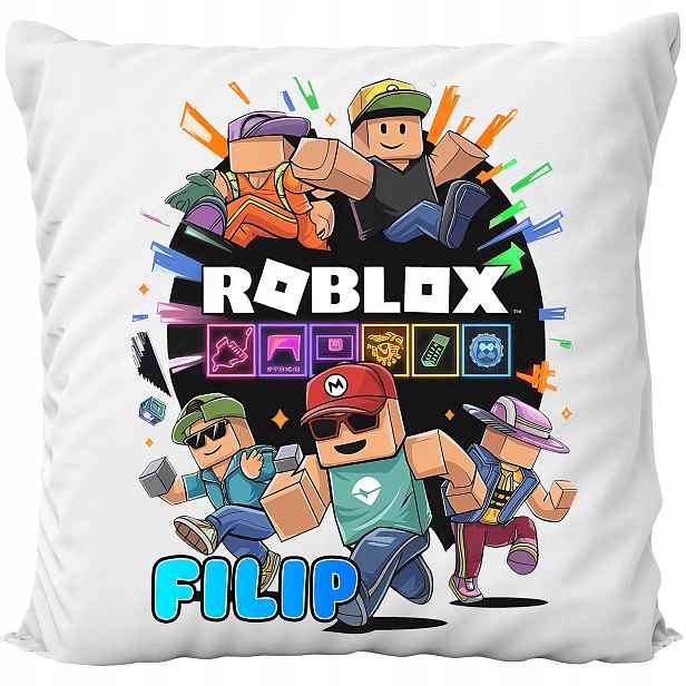 Polštář Bílý Roblox Robloks World Party Pixele Dárek Hra Jméno