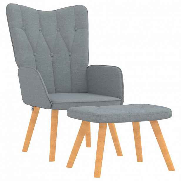 vidaXL Relaxační křeslo se stoličkou světle šedé textil