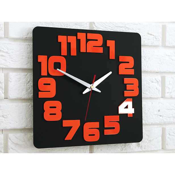 ModernClock Nástěnné hodiny Logic černo-oranžové