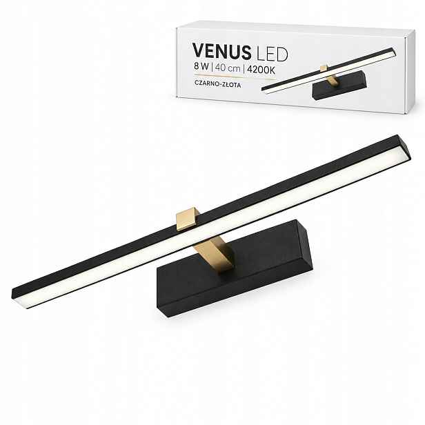 Venus 8W 40 cm černo-zlatá Led lampa do ložnice 4200K IP44 580lm nástěnná