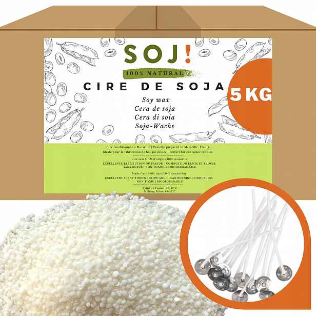 Vosk pro svíčky bez Gmo, 5 kg 50 knotů