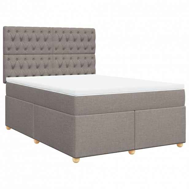 vidaXL Box spring postel s matrací taupe 140x200 cm textil