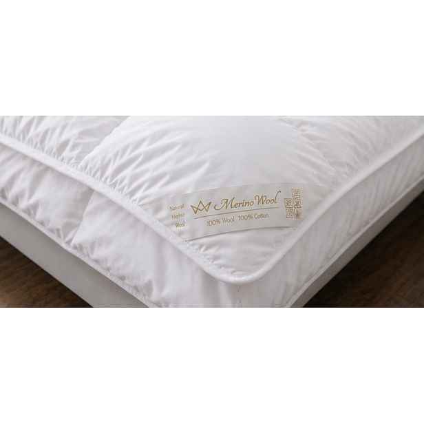 Přírodní Vlněná Přikrývka 140x200 100% bavlna 100% vlna Merino Wool