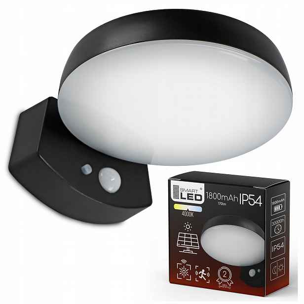 Solární Lampa Led Fasádní nástěnné svítidlo Senzor hliníku Premium
