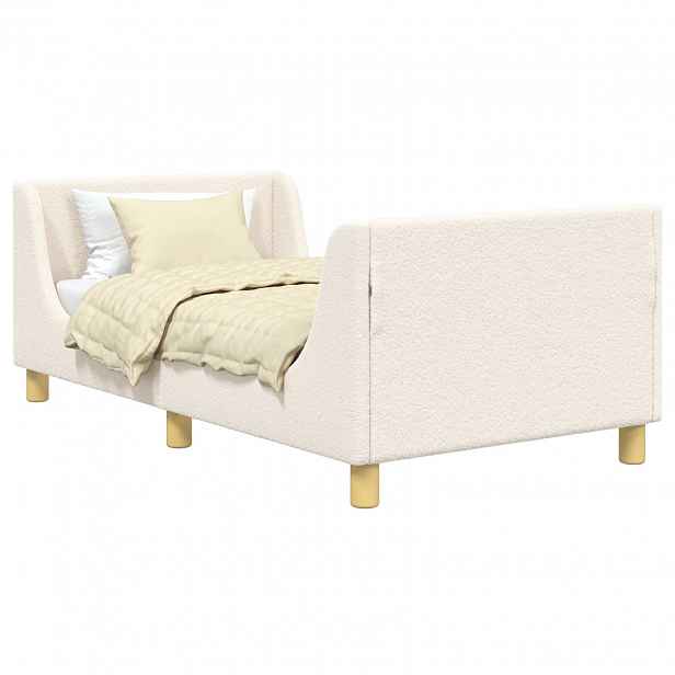 vidaXL Rám postele pro děti s čelem s čelo Krémová 80 x 160 cm Bouclé