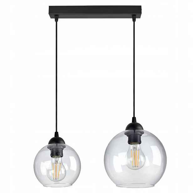 Lampa Lustr Dvě různé skleněné koule Transparentní
