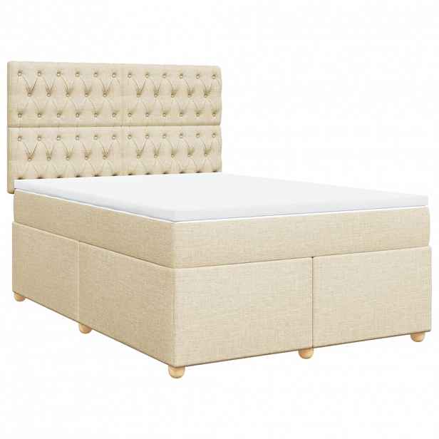 vidaXL Box spring postel s matrací krémová 140x200 cm textil