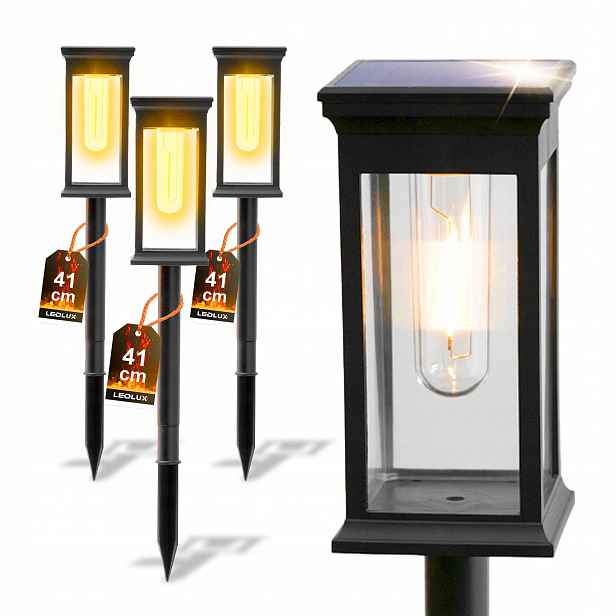 4x Solární Lampa Led lampa Zahradní Zapichovací Sloupek Černá]