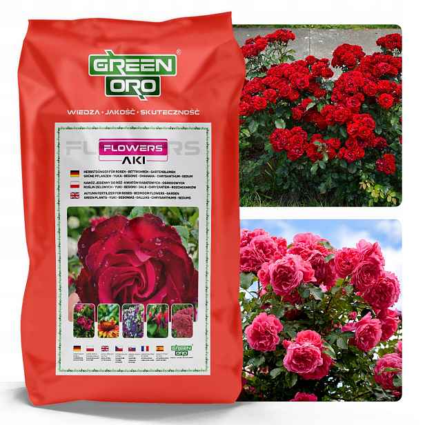 Podzimní hnojivo pro zahradní záhonové květiny Oro Flowers Aki 24 kg