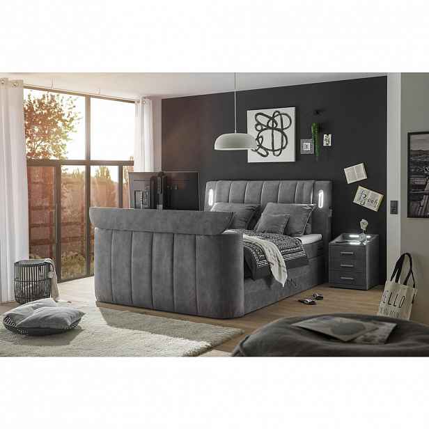 MID.YOU POSTEL BOXSPRING, 180/200 cm, šedá