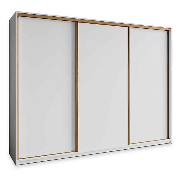 MASSENO ŠATNÍ SKŘÍŇ S POSUVNÝMI DVEŘMI NISSE, 250/205/60 cm 3dveřová se zásuvkami, bílá