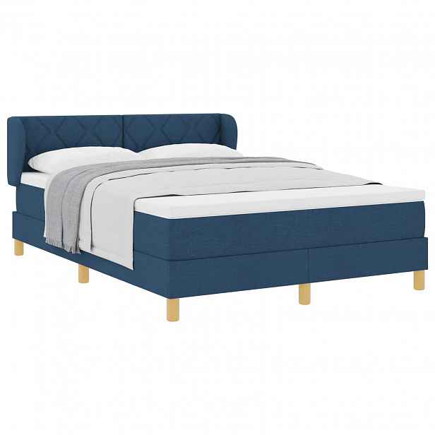 vidaXL Postel s boxspringem s čelo Modrá 140 x 190 cm textil
