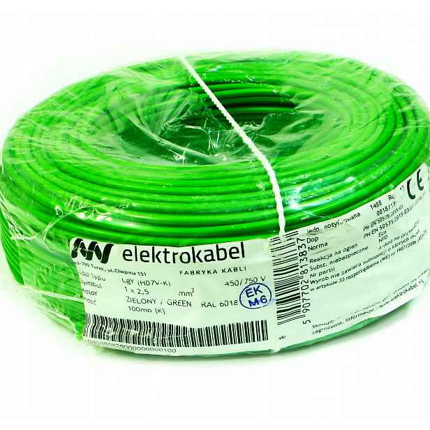 Kabel Lgy 2,5 mm zelený 450/750 100 m