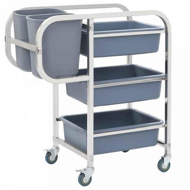 Kuchyňský vozík s boxy nerezová ocel / plast