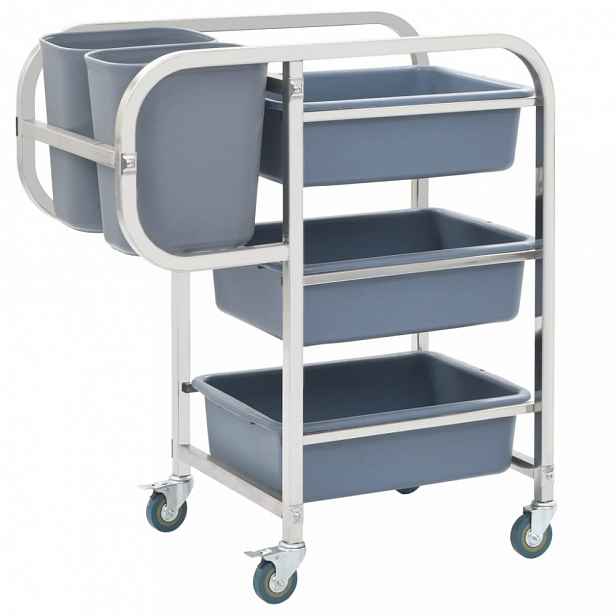 Kuchyňský vozík s boxy nerezová ocel / plast