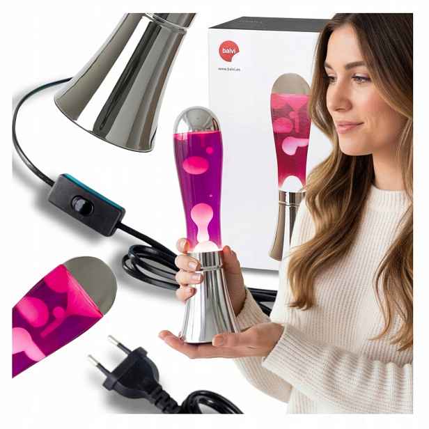 Lávová lampa Magma Vulkan Růžová Velká Noční Stolní Lampa do Salonu Relaxační